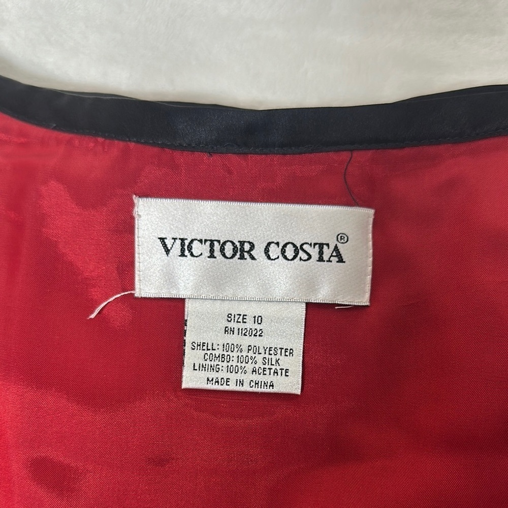 Vintage Y2K Victor Costa 12 Red Tulle Overlay Floral Skirt Whimsygoth 100% Silk - Picture 10 of 10